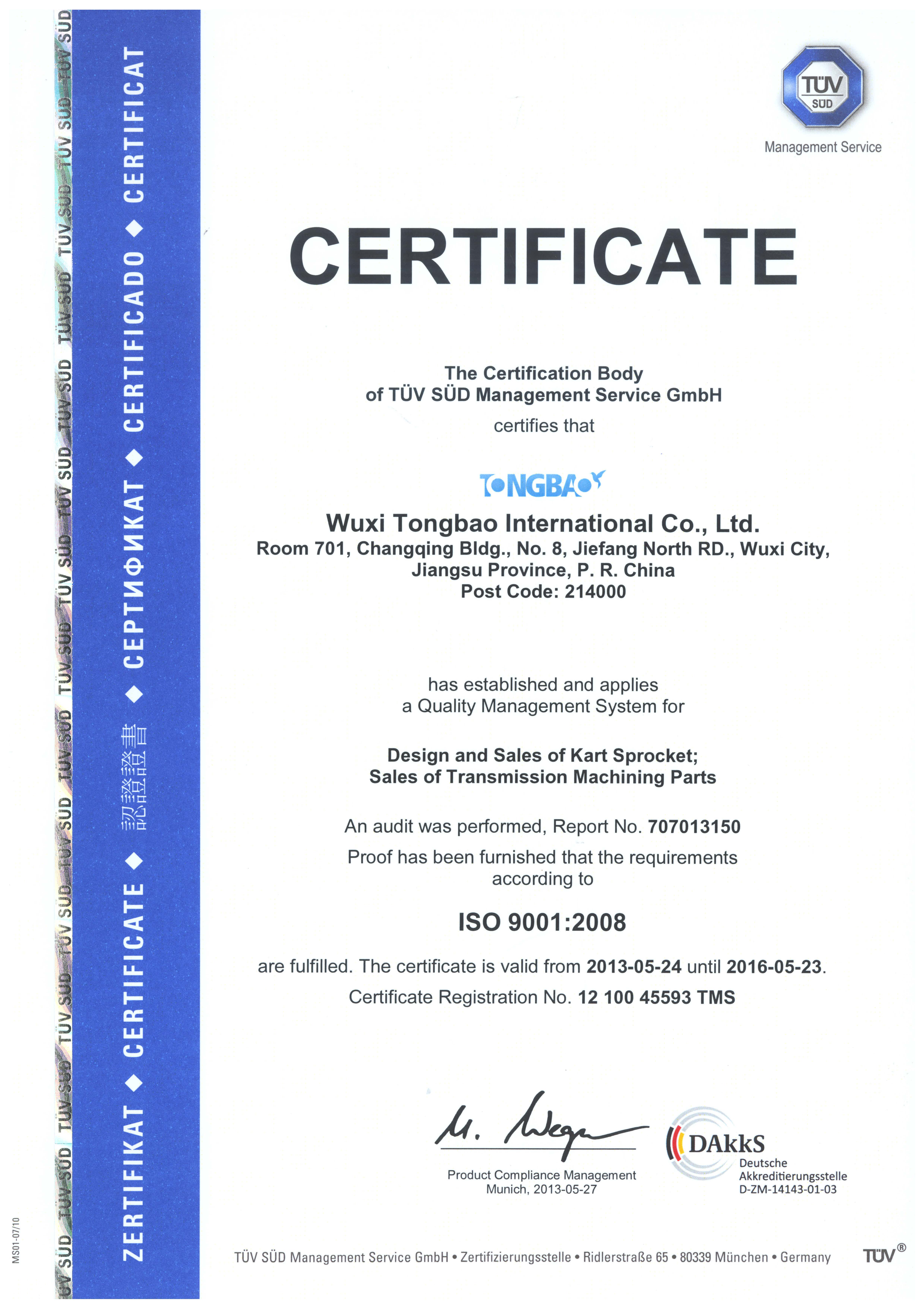 TUV CERTIFICATE ORGINAL